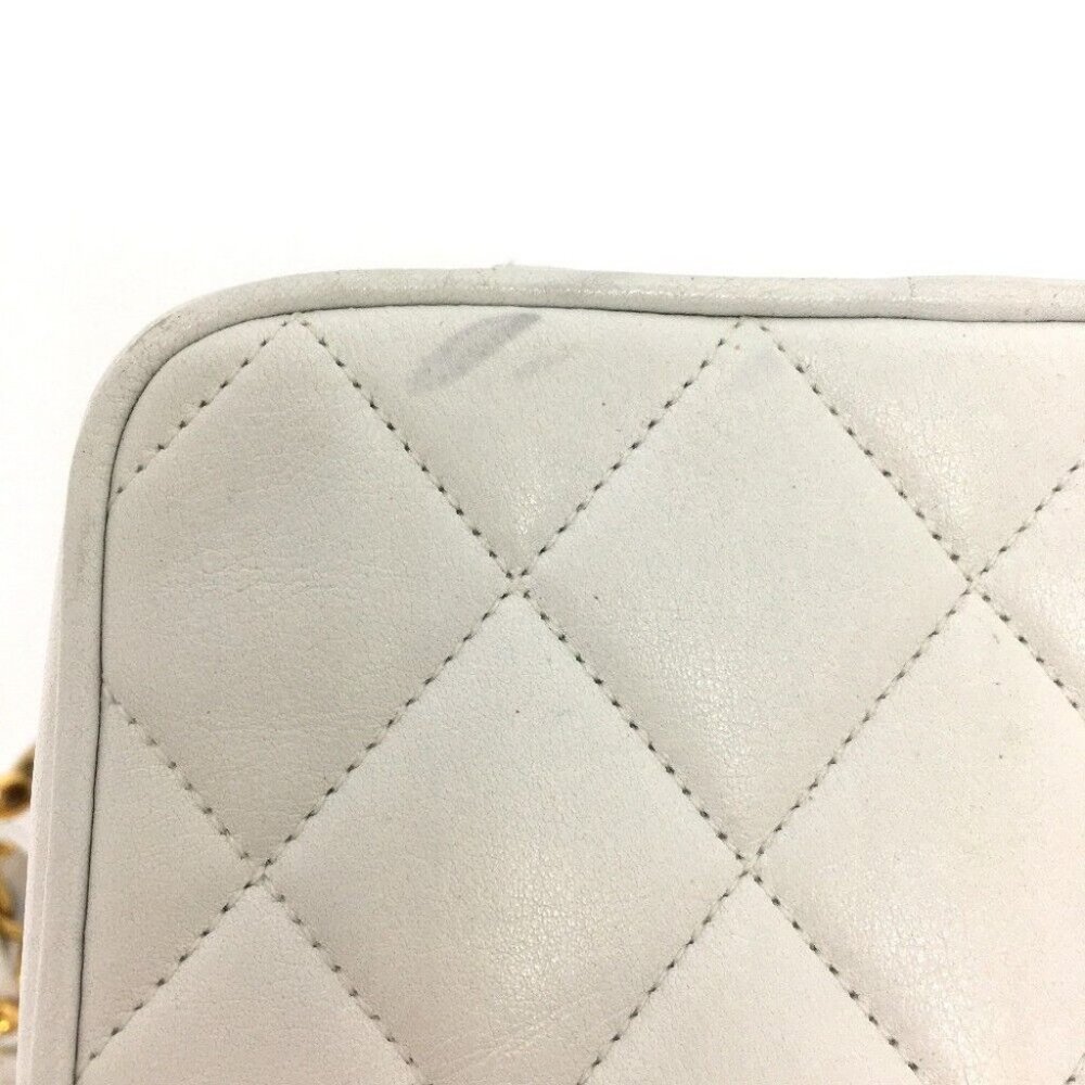 CHANEL CC charm Matelasse Vanity Shoulder Bag Lambskin Leather White/GoldHard - Picture 5 of 16